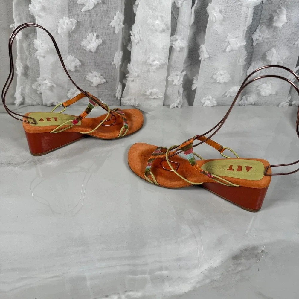 Y2K Strappy Wedge Slide‎ Sandals Funky Snakeskin Maximalist Costume Brazil 7